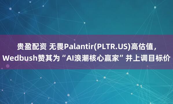 贵盈配资 无畏Palantir(PLTR.US)高估值，Wedbush赞其为“AI浪潮核心赢家”并上调目标价