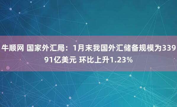 牛顺网 国家外汇局：1月末我国外汇储备规模为33991亿美元 环比上升1.23%